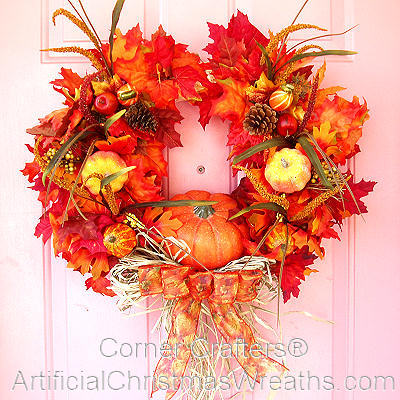 FALL PUMPKIN WREATH | CornerCrafters.com | AUTUMN WREATHS | DECORATION